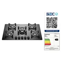 FENSA - Encimera Gas Licuado 5 Platos Negro F GC75V A