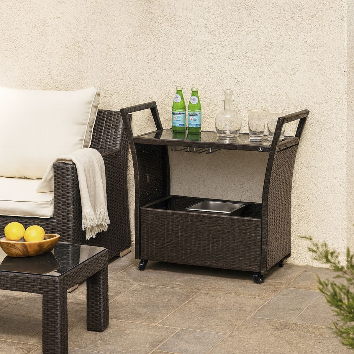 EL BARCO - Carro De Bar Rattan Terraza Bolonia