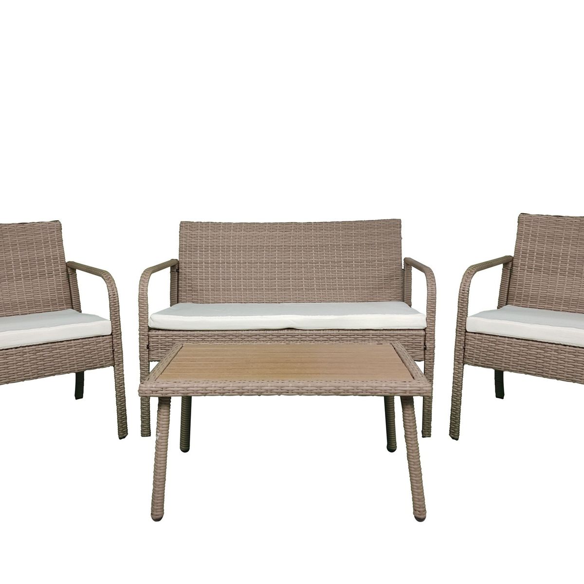 EL BARCO - Juego de Living de Terraza Florencia 4 Personas Café Oscuro