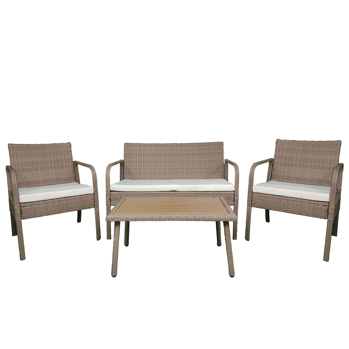 EL BARCO - Juego de Living de Terraza Florencia 4 Personas Café Oscuro