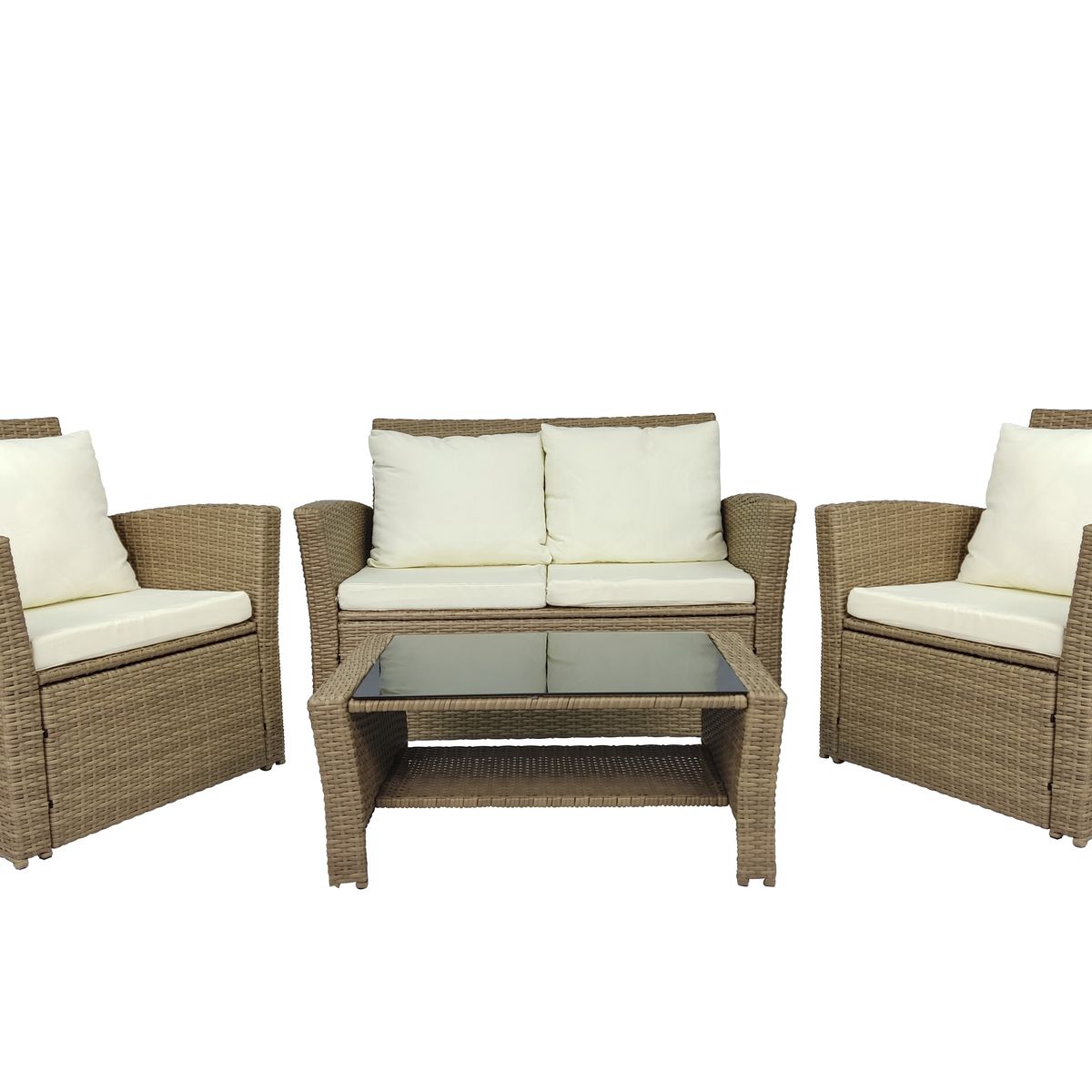 EL BARCO - Juego de Living de Terraza Kanpur 4 Personas Café Oscuro