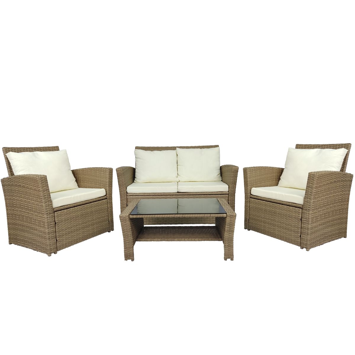 EL BARCO - Juego de Living de Terraza Kanpur 4 Personas Café Oscuro