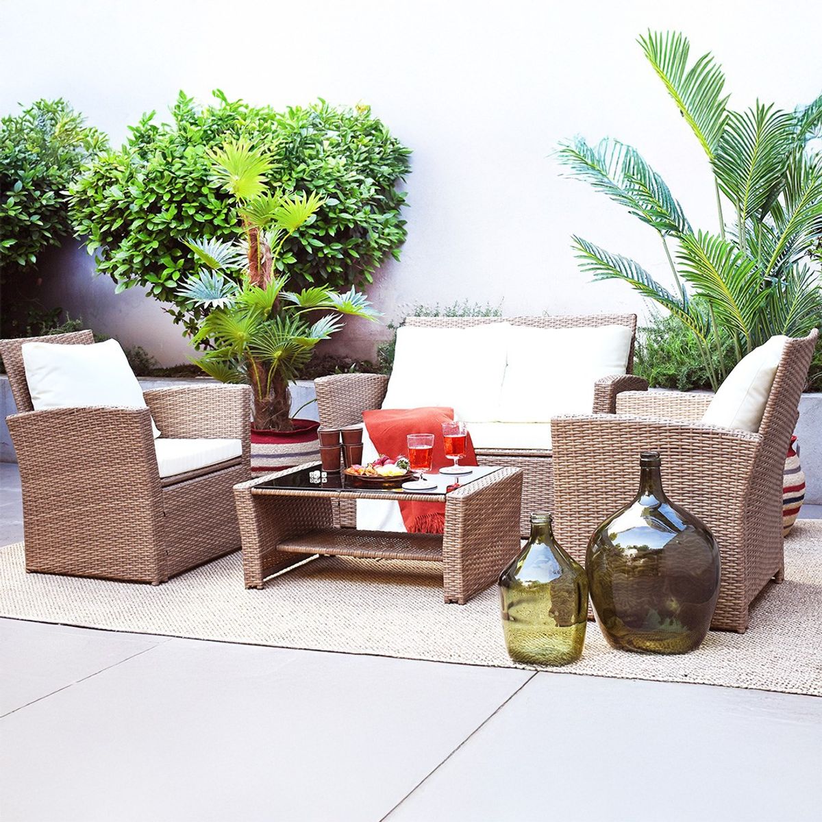 EL BARCO - Juego de Living de Terraza Kanpur 4 Personas Café Oscuro