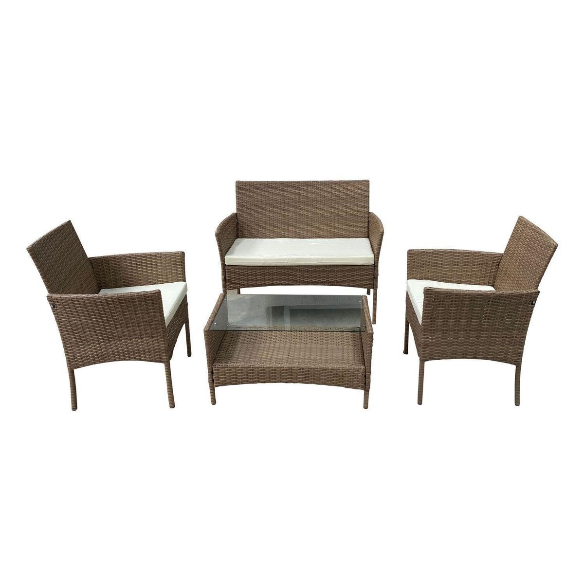 EL BARCO - Juego de Living de Terraza Milan 4 Personas Café Oscuro