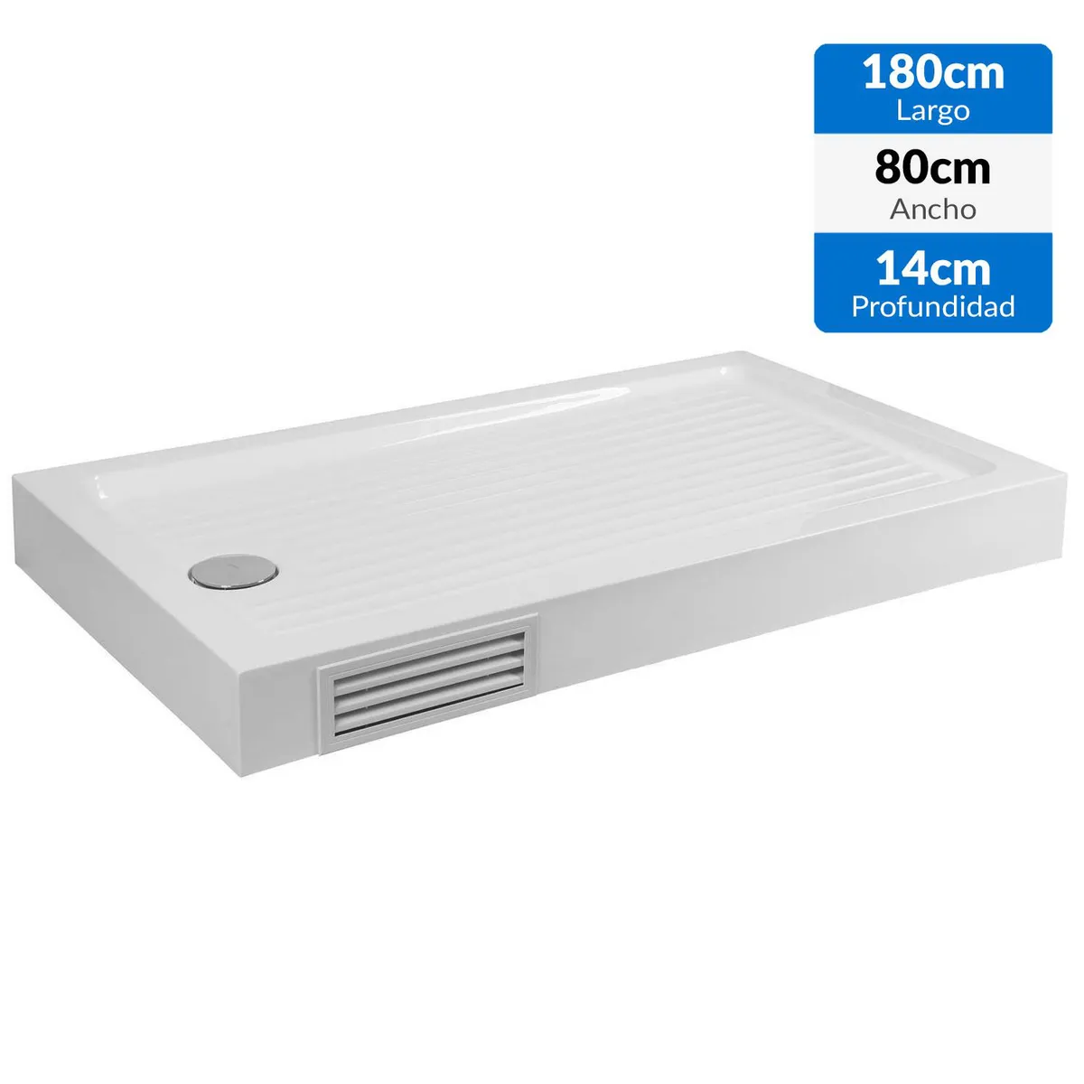 KLIPEN - Receptáculo c/desague 800x1800mm incluye panel de registro a 16 cm