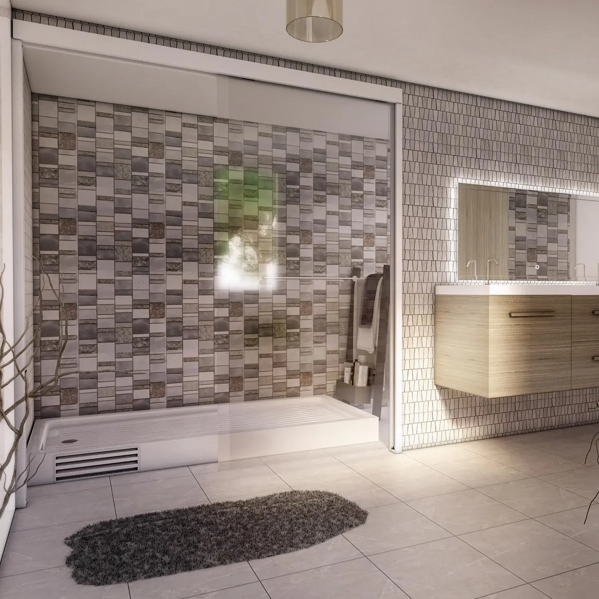 KLIPEN - Receptáculo c/desague 800x1800mm incluye panel de registro a 16 cm