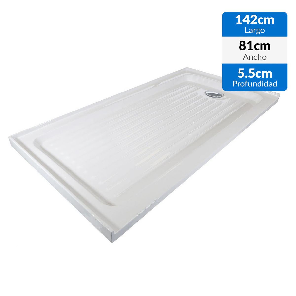 KLIPEN - Receptáculo c/desague 1420x810 mm incluye 3 lados c/ pestañas rejilla