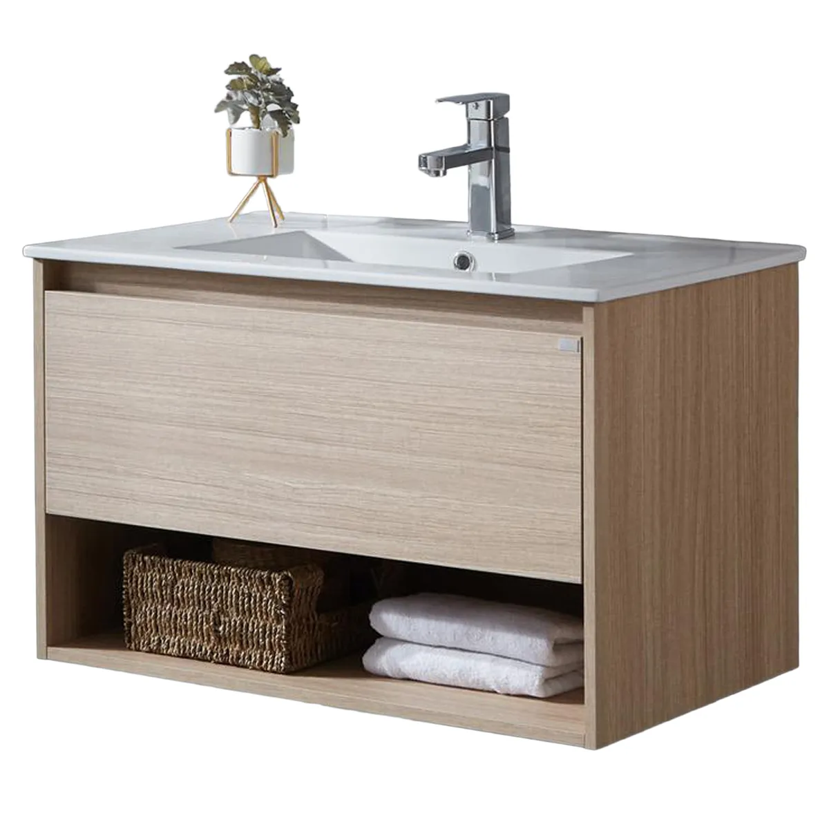 KLIPEN - Mueble con lavamanos c/rebalse 1cajón 1repisa 90 cm color soft