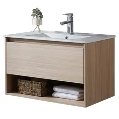 KLIPEN - Mueble con lavamanos c/rebalse 1cajón 1repisa 90 cm color soft