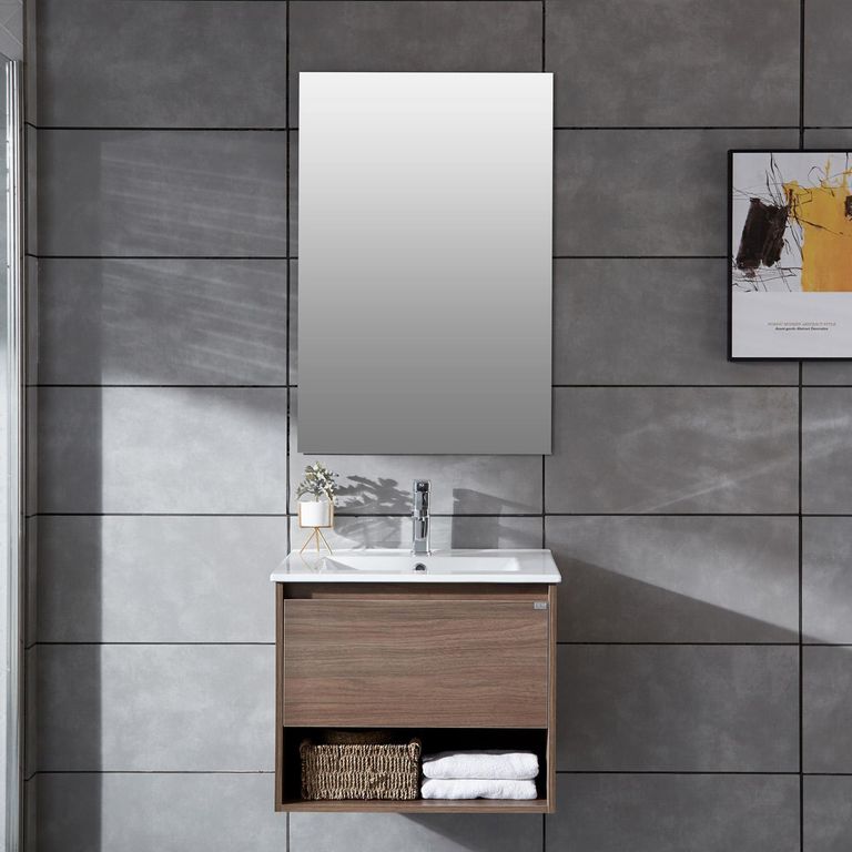Mueble con lavamanos c/rebalse 1cajón 1repisa 50 cm color choco
