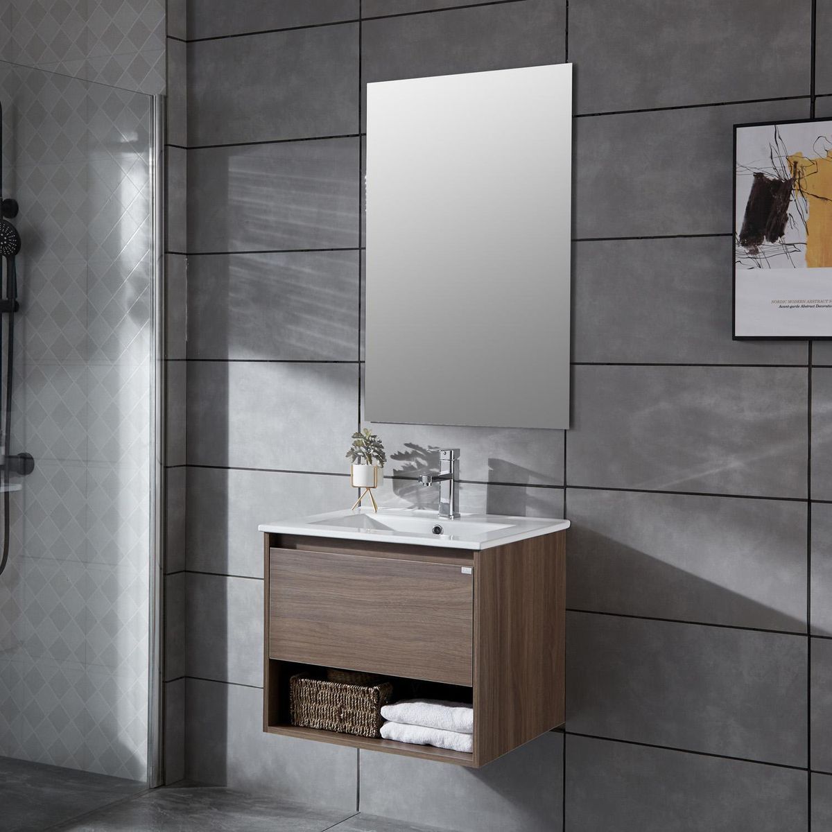 KLIPEN - Mueble con lavamanos c/rebalse 1cajón 1repisa 50 cm color choco