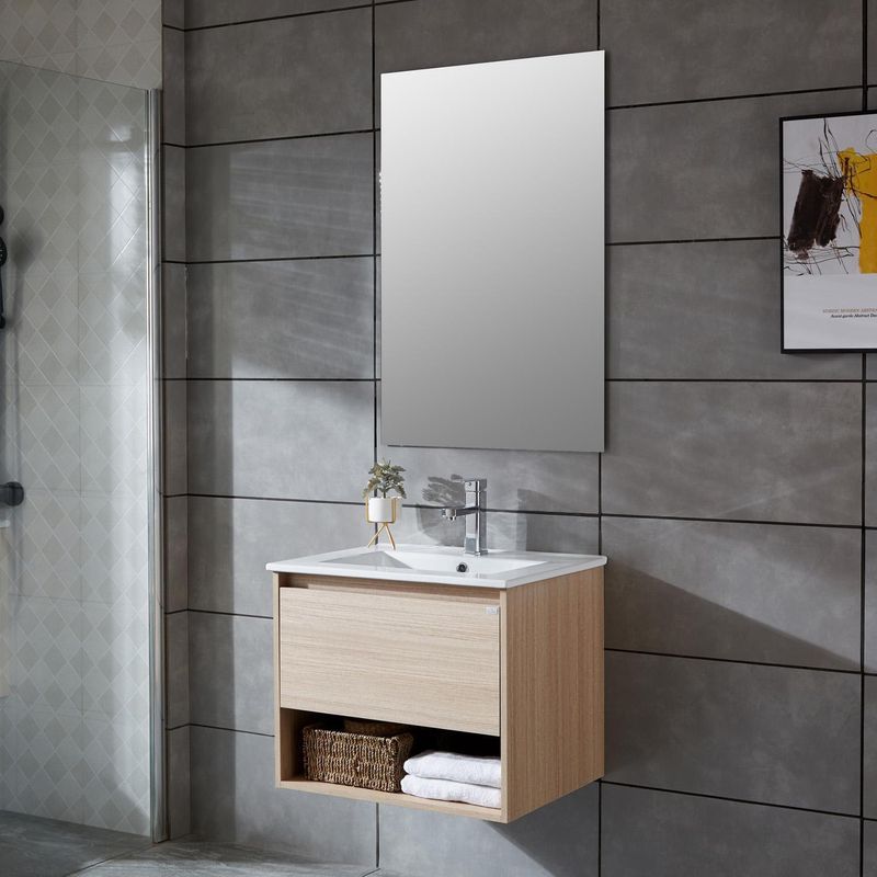 KLIPEN - Mueble con lavamanos c/rebalse 1cajón 1repisa 50 cm  color soft
