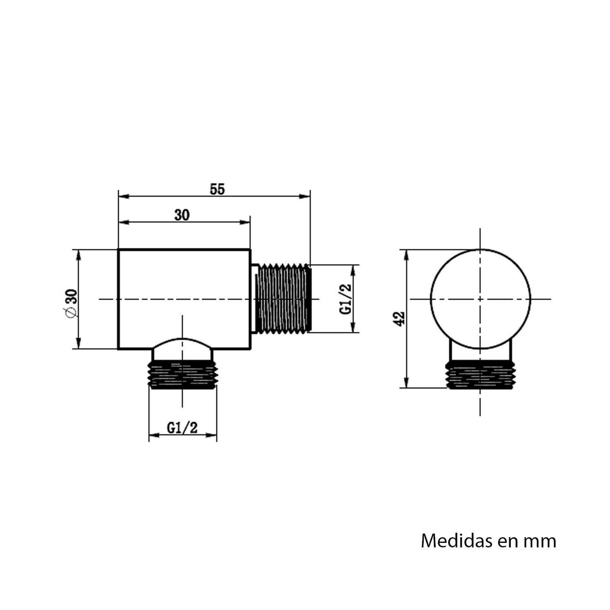 KLIPEN - Unión Muro Línea Home Inoxidable Conexión 1/ 2"