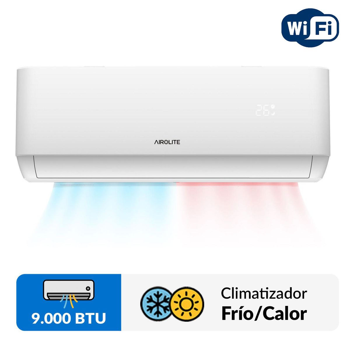 AIROLITE - Aire Acondicionado Split Muro Inverter 9000 BTU/H Pro Health Wifi