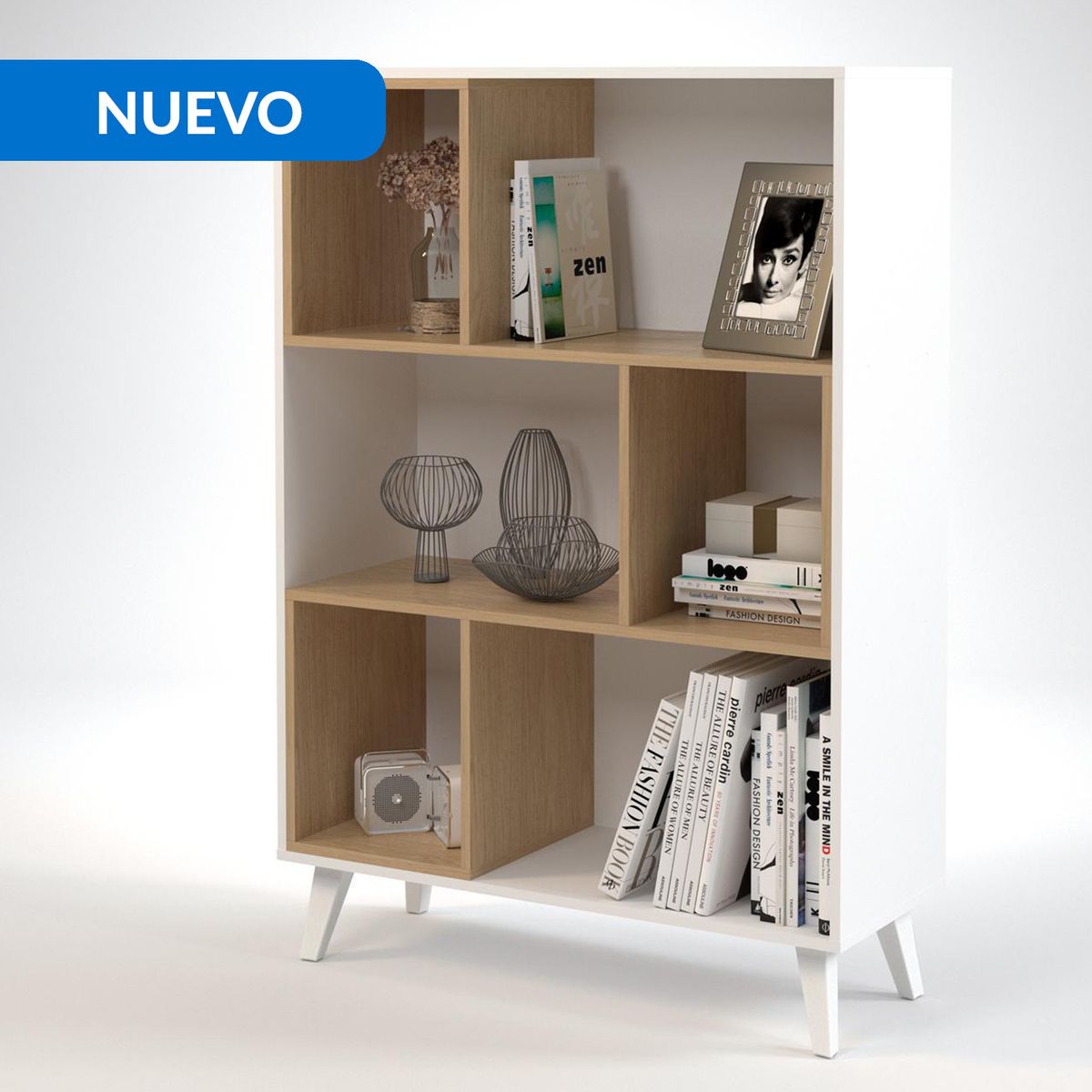 JUST HOME COLLECTION - Estante Ragnar Melamina 2 Nivel(es) 90x130x35 cm Blanco/Madera
