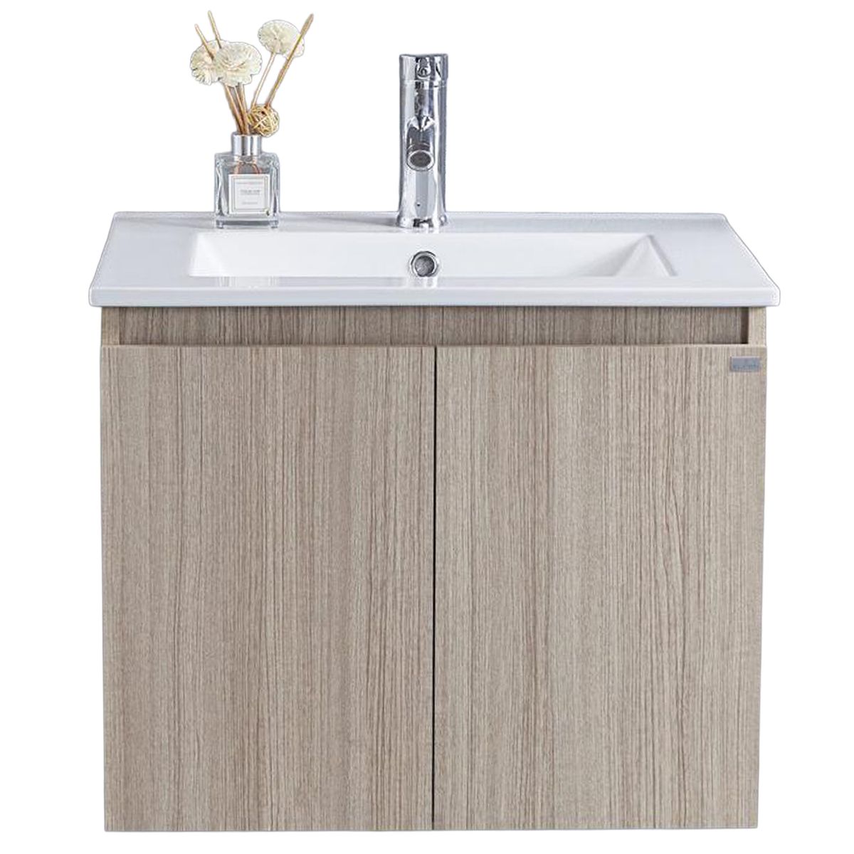 KLIPEN - Mueble con lavamanos de loza vitrificada c/rebalse 2p 50 cm color soft