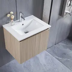 KLIPEN - Mueble con lavamanos de loza vitrificada c/rebalse 2p 60 cm color soft