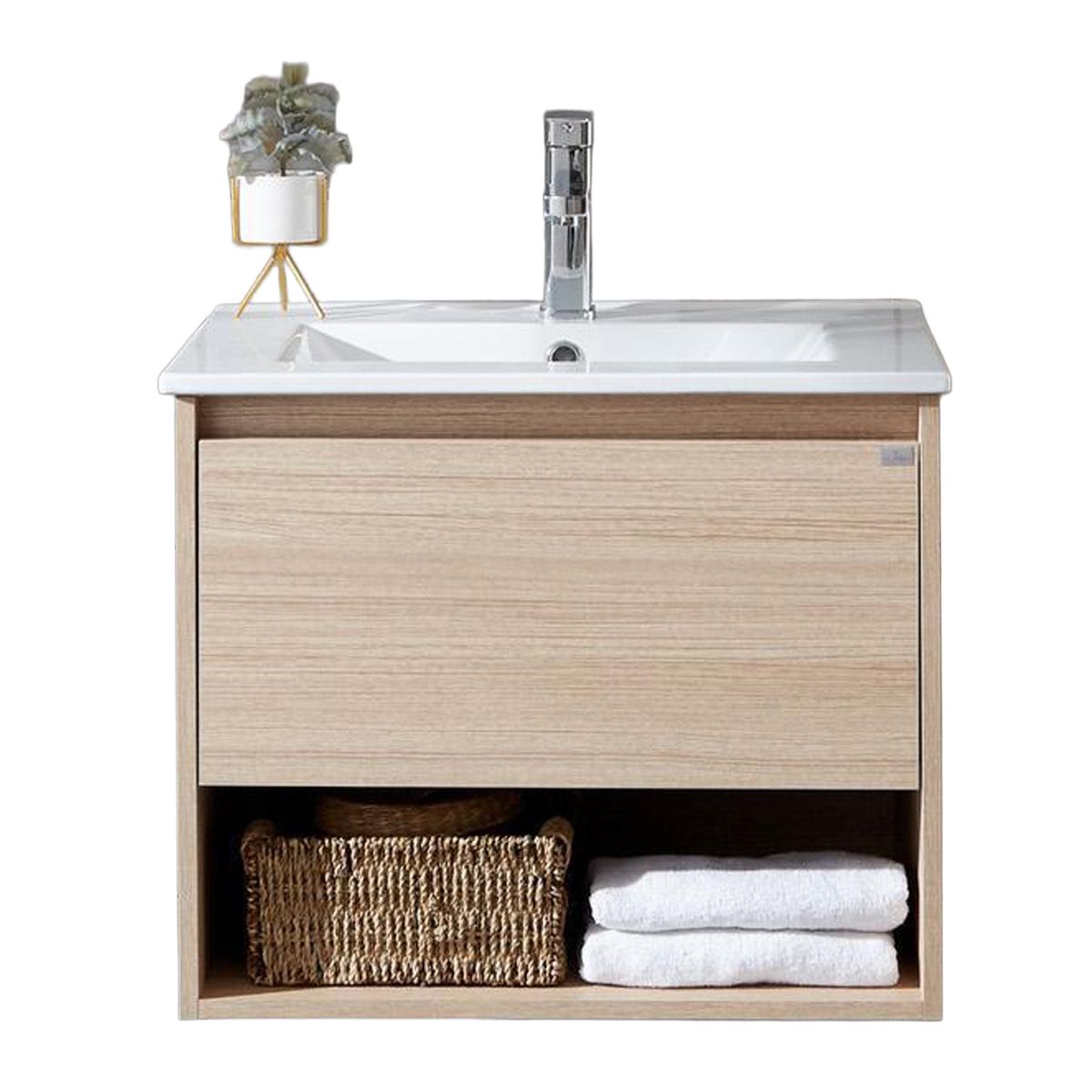 KLIPEN - Mueble con lavamanos c/rebalse 1cajón 1repisa 70 cm color soft