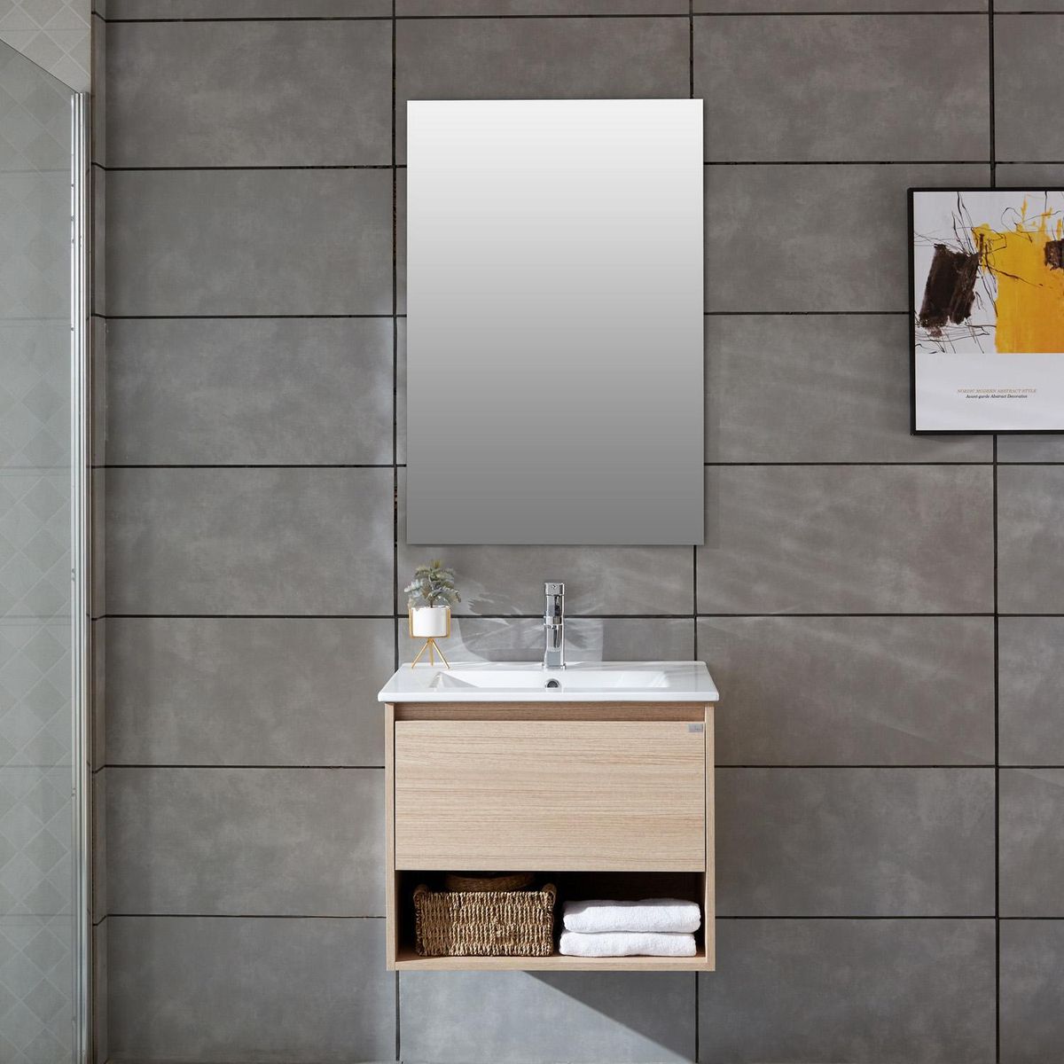 KLIPEN - Mueble con lavamanos c/rebalse 1cajón 1repisa 70 cm color soft