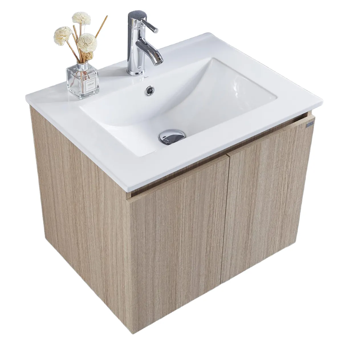 KLIPEN - Mueble con lavamanos de loza vitrificada c/rebalse 2p 70 cm color soft