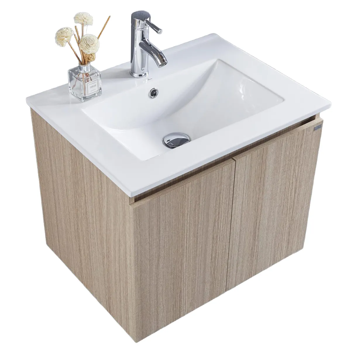 KLIPEN - Mueble con lavamanos de loza vitrificada c/rebalse 2p 70 cm color soft