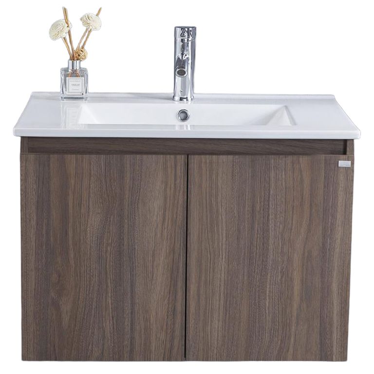 Mueble con lavamanos de loza vitrificada c/rebalse 2p 70cm color choco