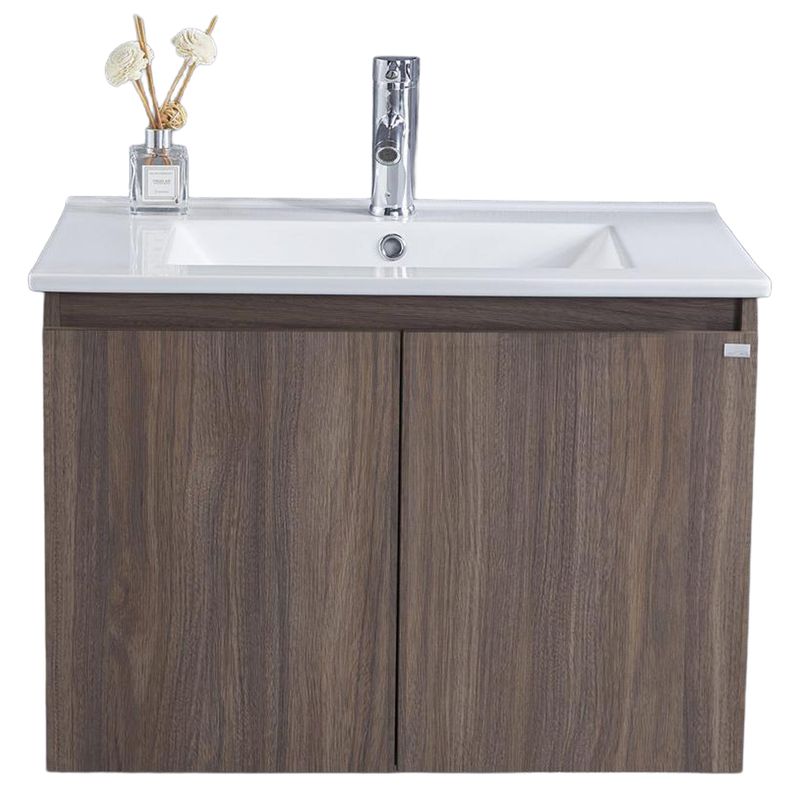 KLIPEN - Mueble con lavamanos de loza vitrificada c/rebalse 2p 70cm color choco