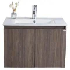 KLIPEN - Mueble con lavamanos de loza vitrificada c/rebalse 2p 70cm color choco