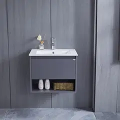 KLIPEN - Mueble con lavamanos c/rebalse 1c 1r 60 cm color silver gray