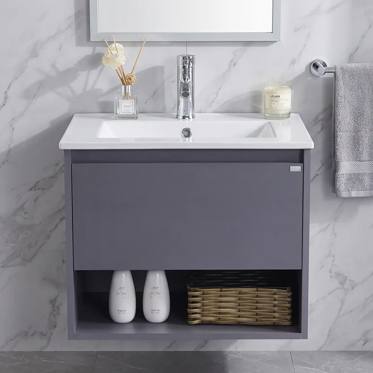 Mueble con lavamanos c/rebalse 1c 1r 60 cm color silver gray