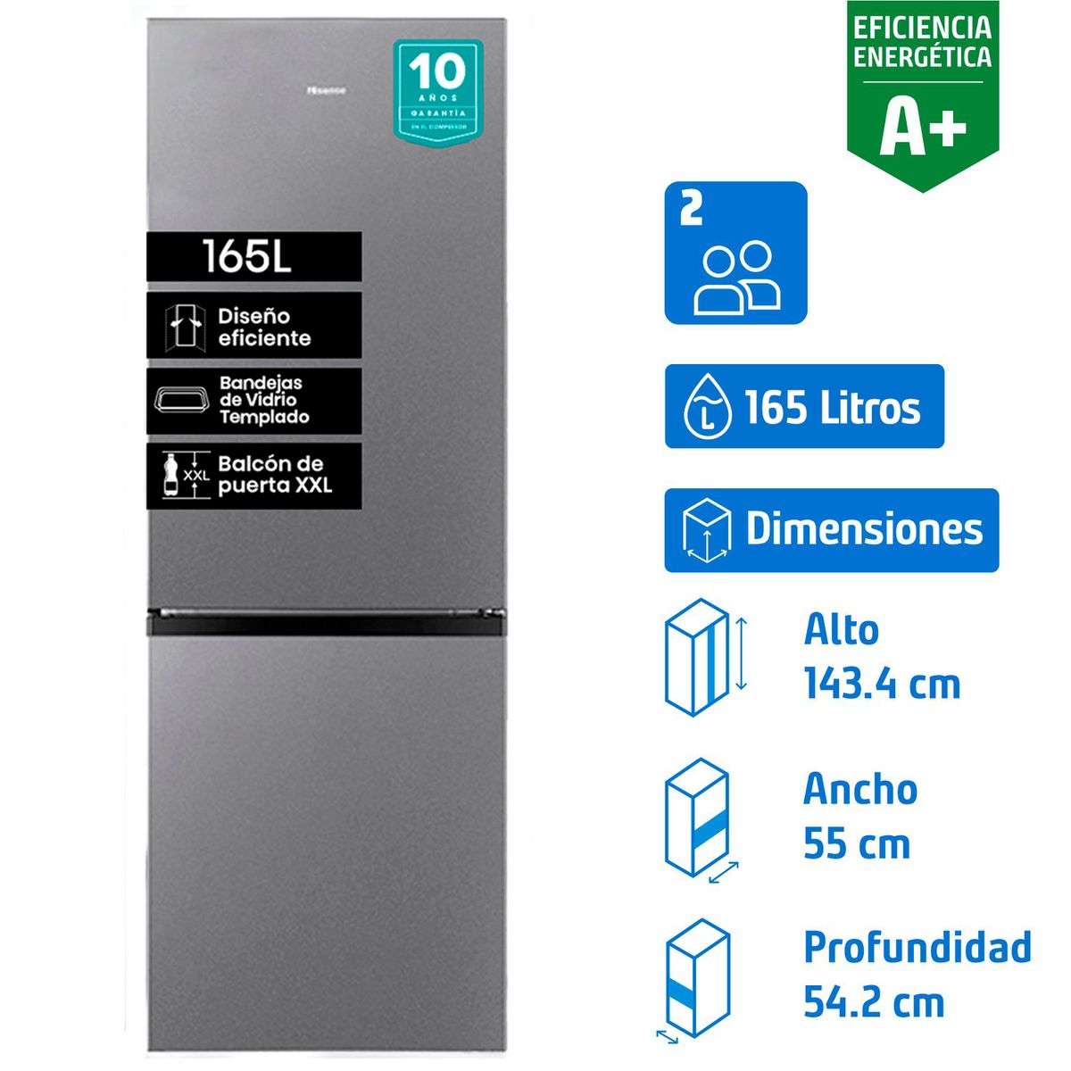 HISENSE - Freezer Vertical 153 Litros Silver RS-20DC
