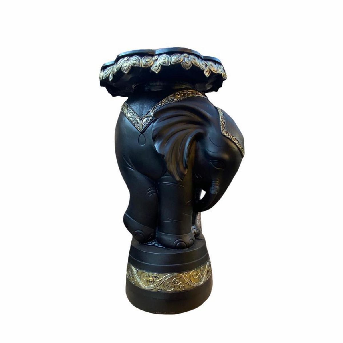 SAT NAM INSPIRES - Elefante pedestal negro/dorado - 67 cm