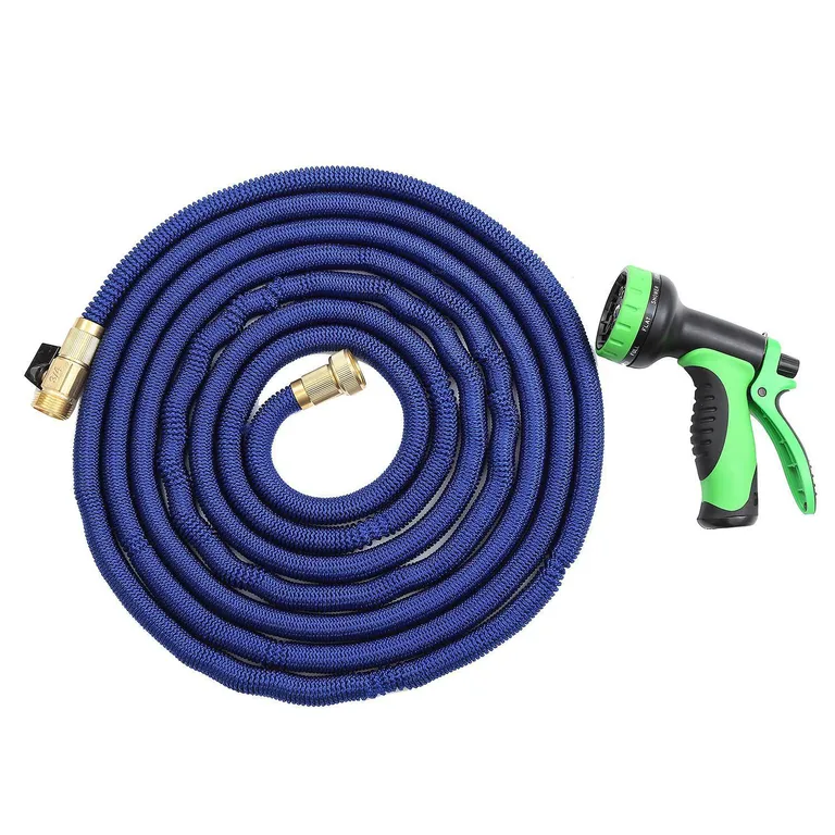 Manguera retráctil expandible jardín 15 Mts. Azul