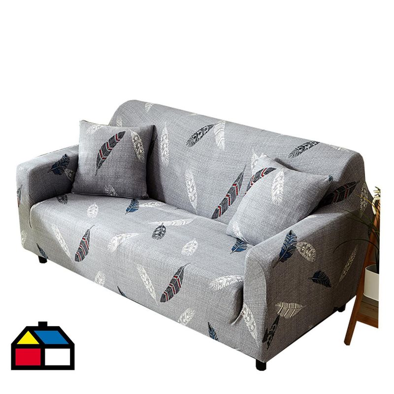 IMPORTADORA USA - Funda Sillón Diseño Plumas 3 Cuerpos  190x190x2 cm Poliéster Gris