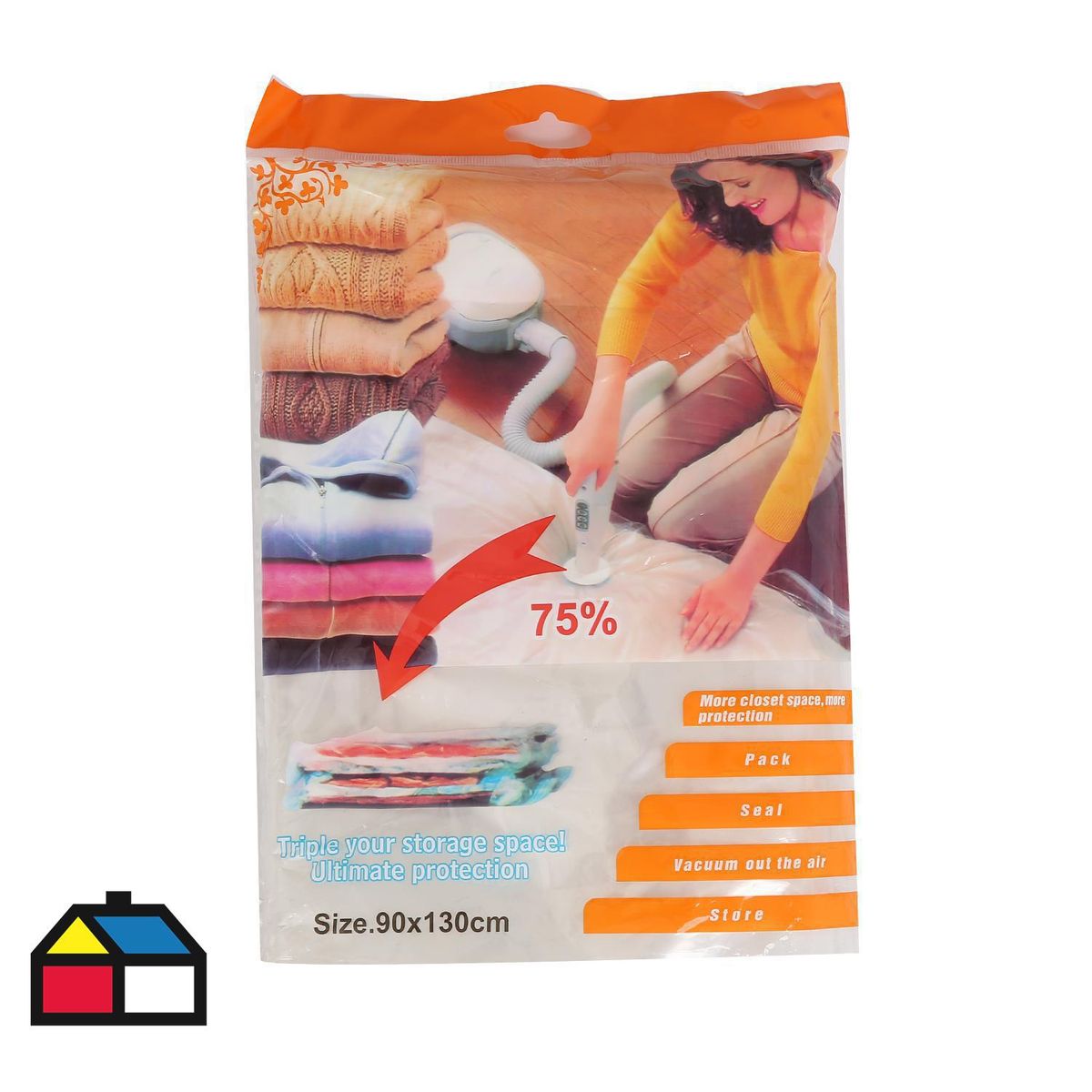 IMPORTADORA USA - Set 2 Bolsas Almacenaje al Vacío 90x2x20 cm Transparente