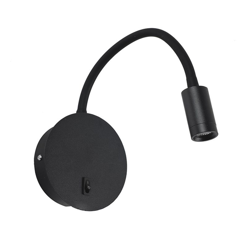 HB LEDS - Apliqué Lámpara LED Flexible Cabecera Lectura Negro 3W