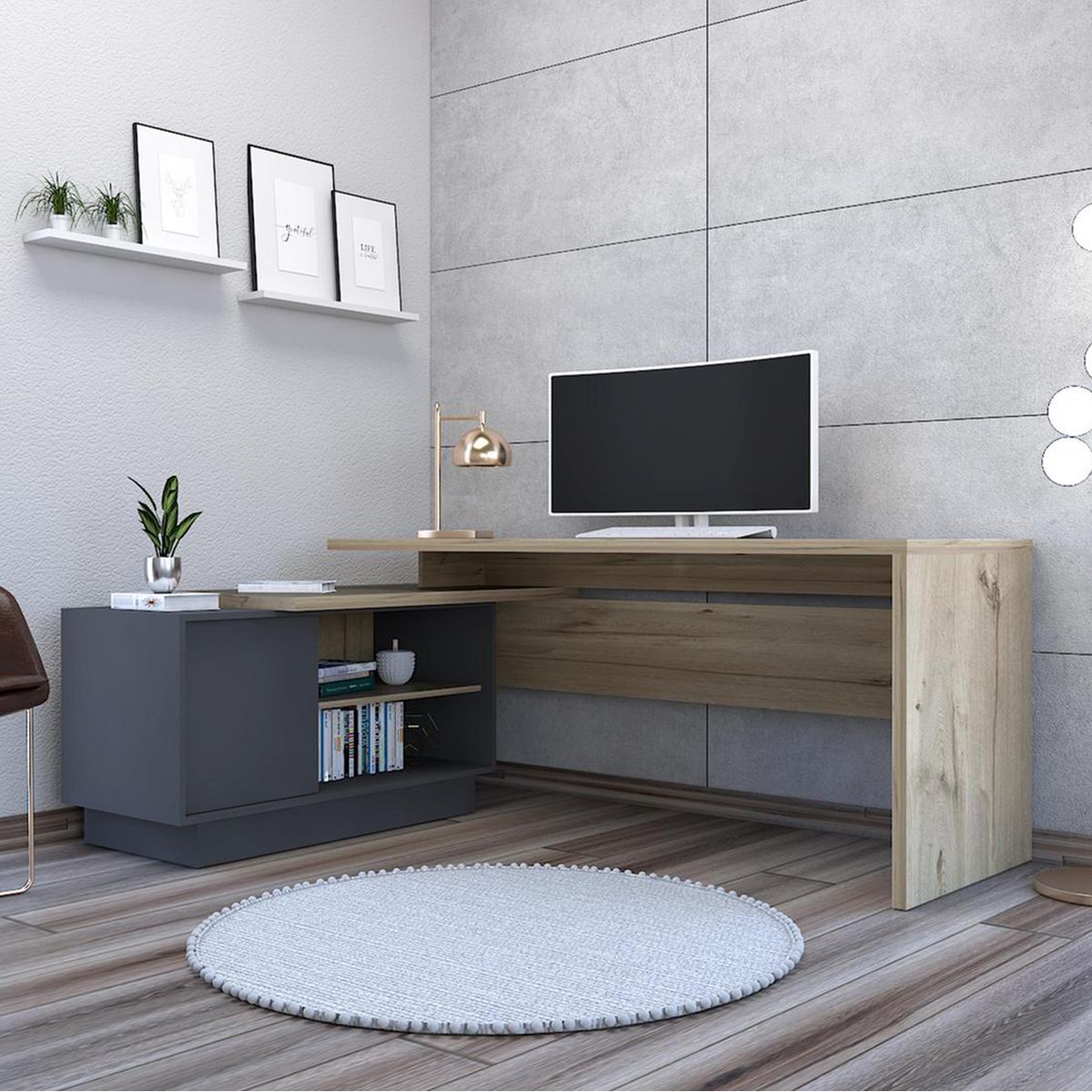 TUHOME - Escritorio Office duna-plomo