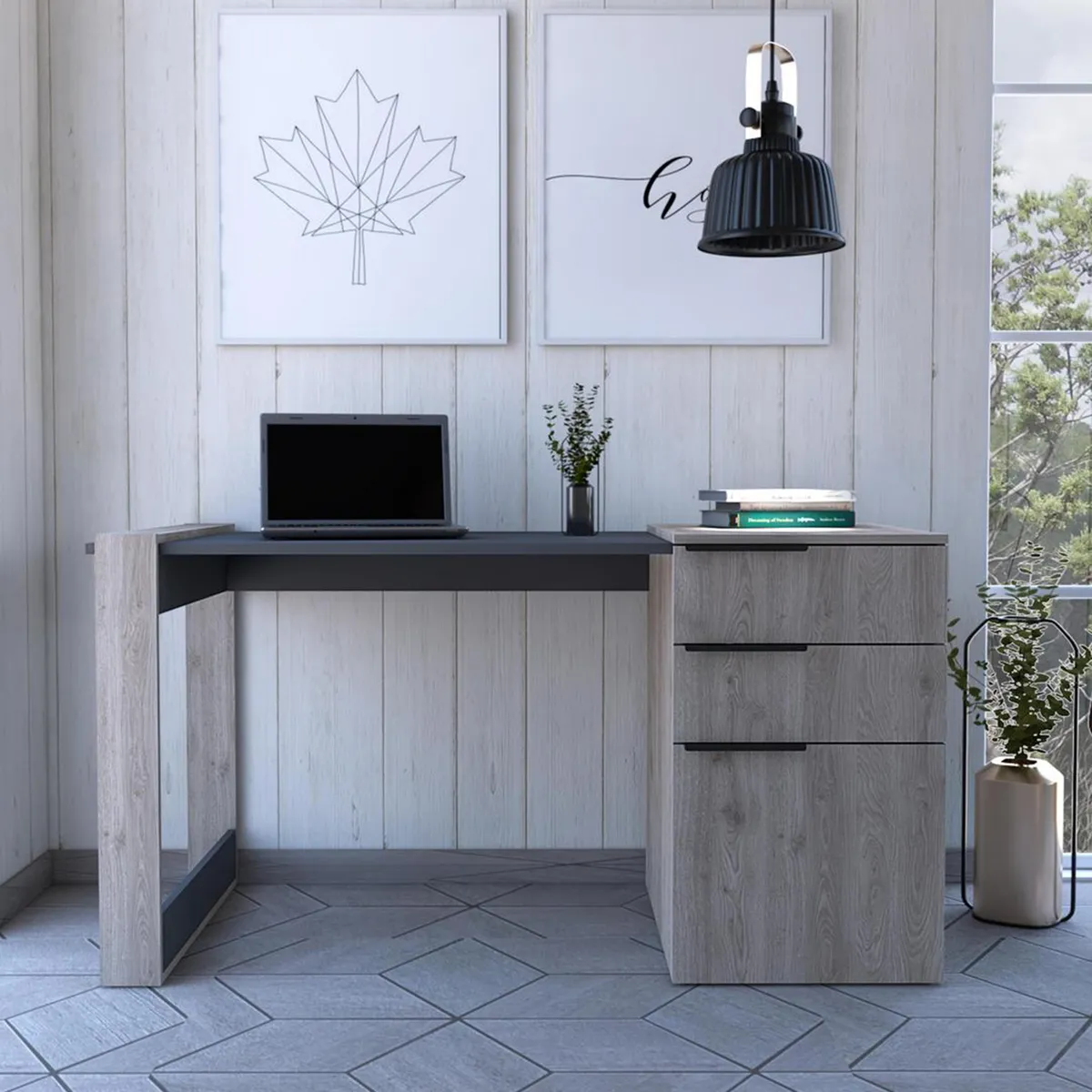 TUHOME - Escritorio Office ceniza-plomo