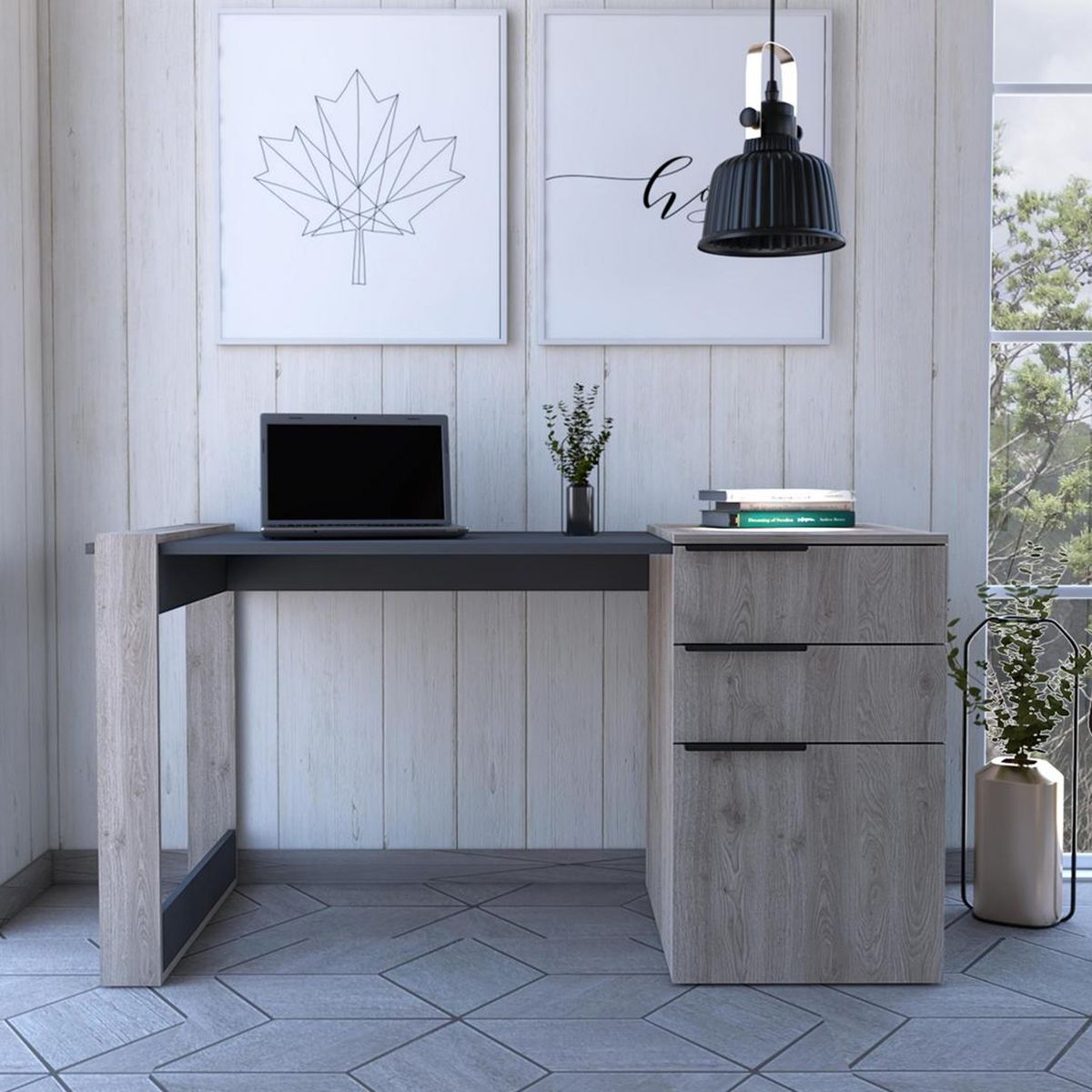 TUHOME - Escritorio Office ceniza-plomo
