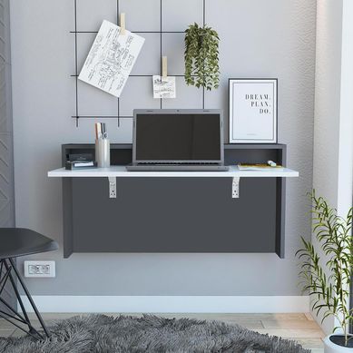 Escritorio The Wall plomo-blanco