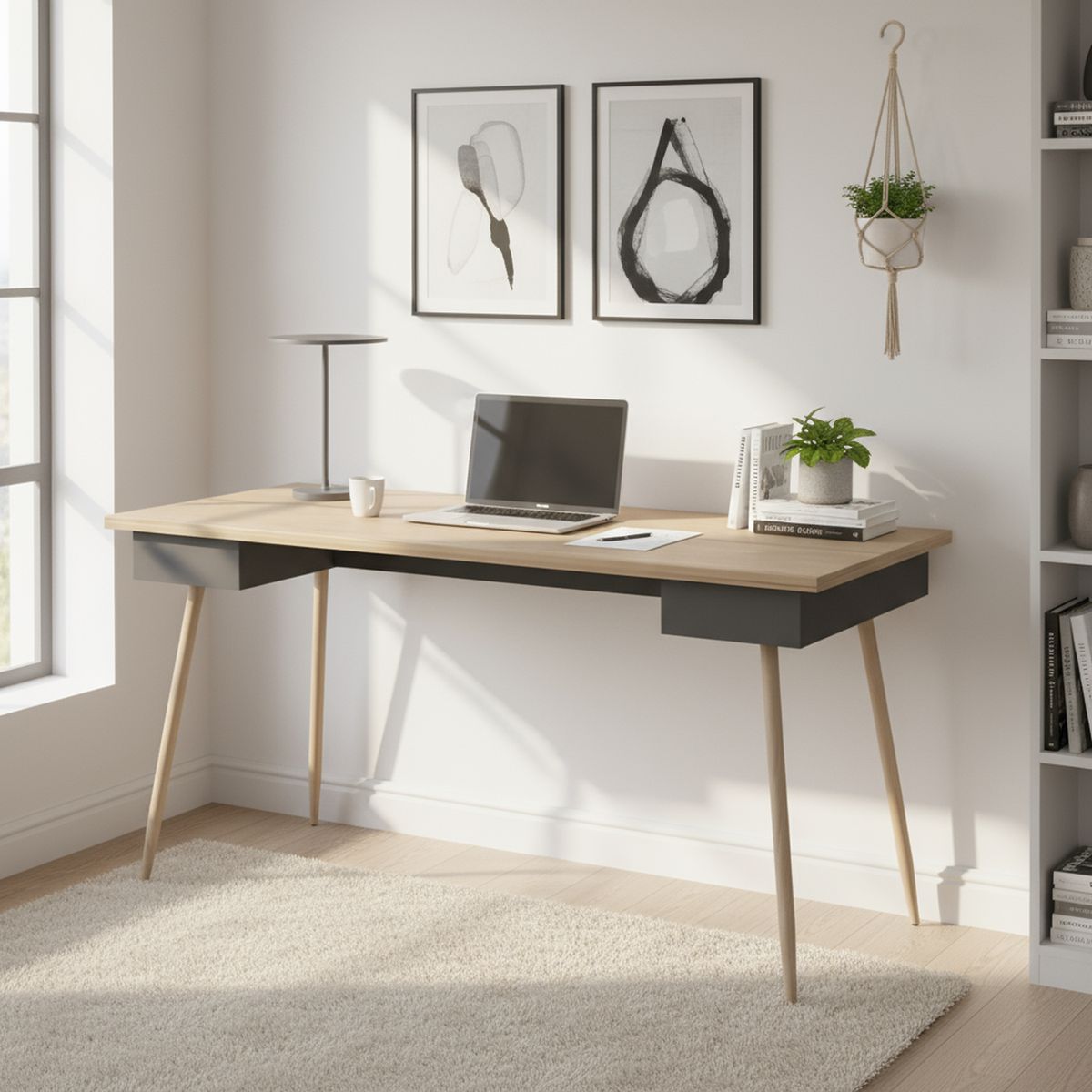 TUHOME - Escritorio Newport duna-plomo