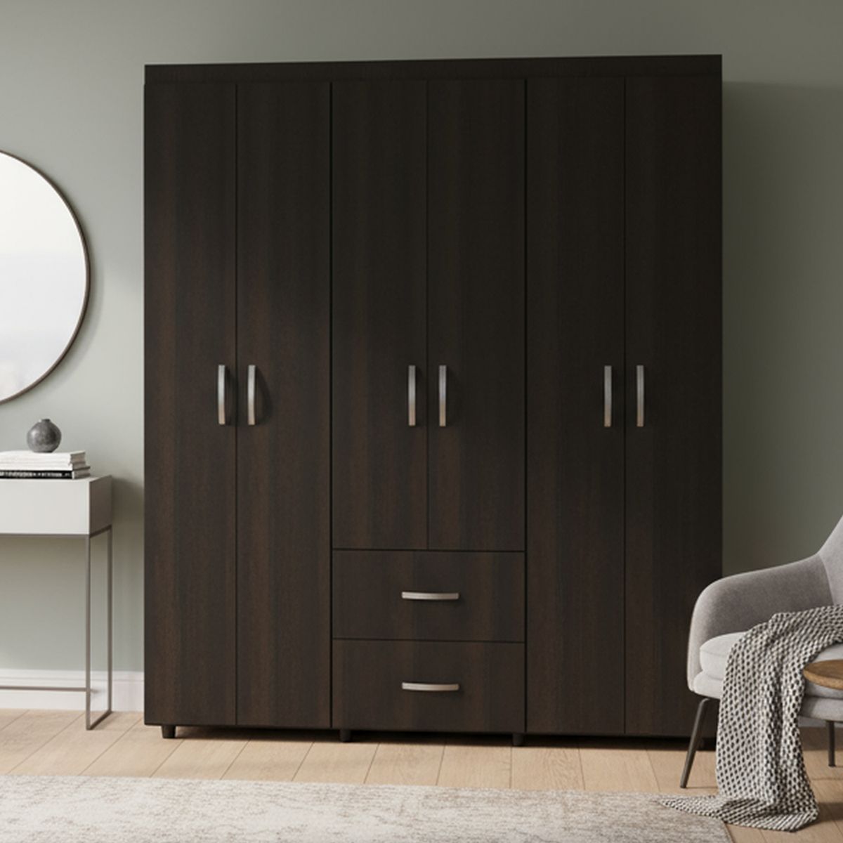 TUHOME - Clóset Bariloche 6 Puerta(s) 2 Cajón(es) 6 Repisa(s) 170.3x180x50.3 cm Wengué