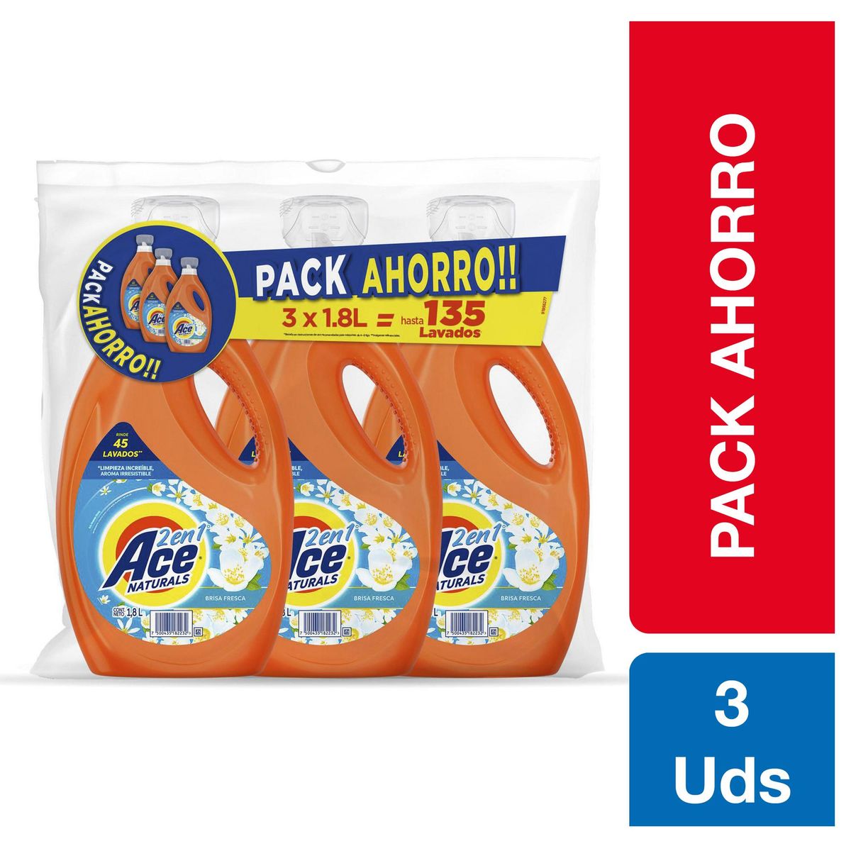 ACE - Tripack Detergente Líquido Ace Brisa Fresca 5.4 Litros