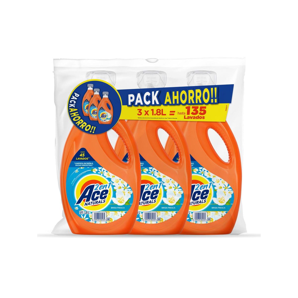 ACE - Tripack Detergente Líquido Ace Brisa Fresca 5.4 Litros