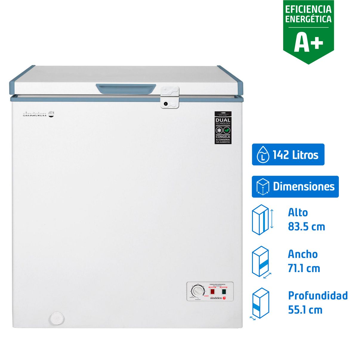 SINDELEN - Freezer Horizontal 142 Litros Blanco SFH-151BL