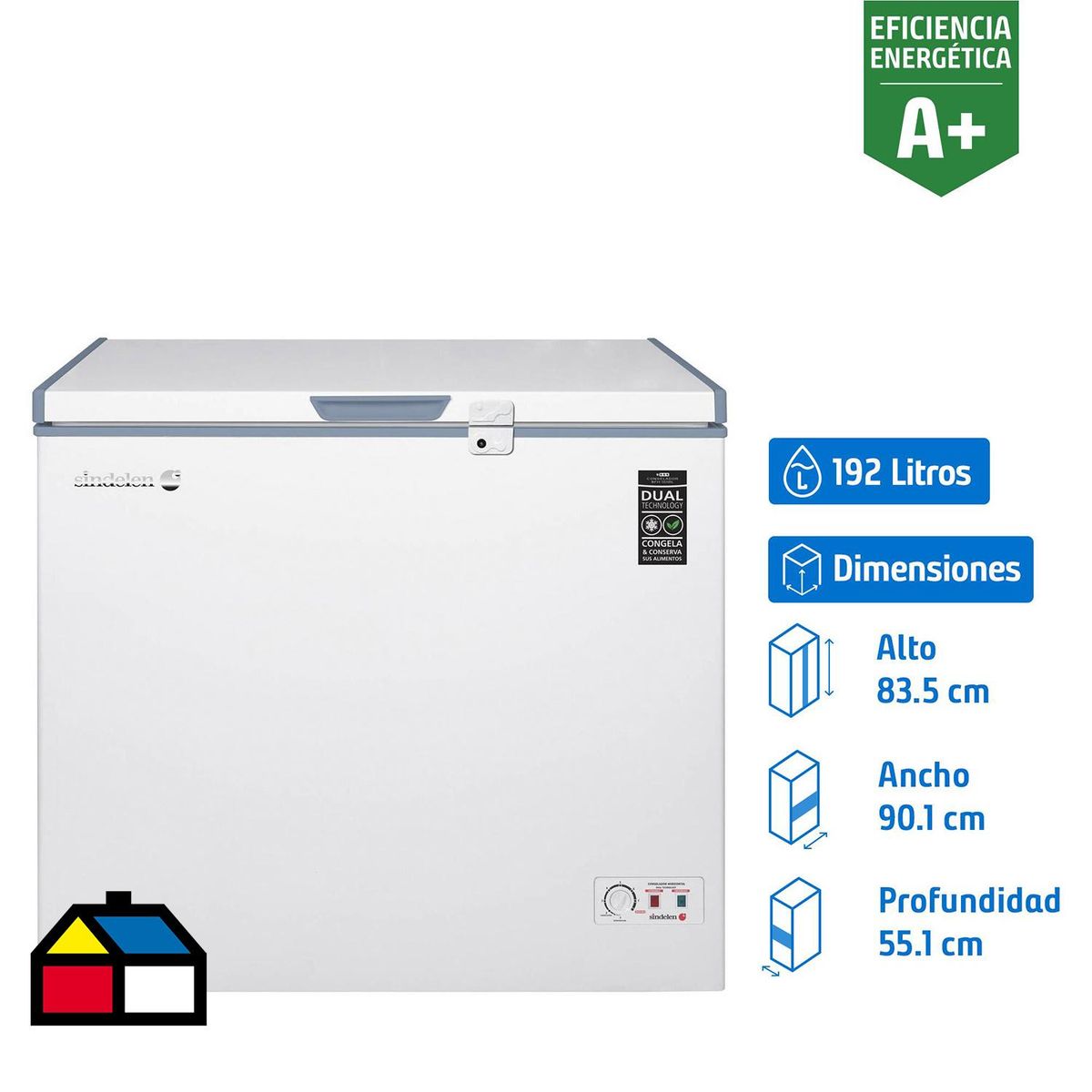 SINDELEN - Freezer Horizontal 192 Litros Blanco SFH-201BL