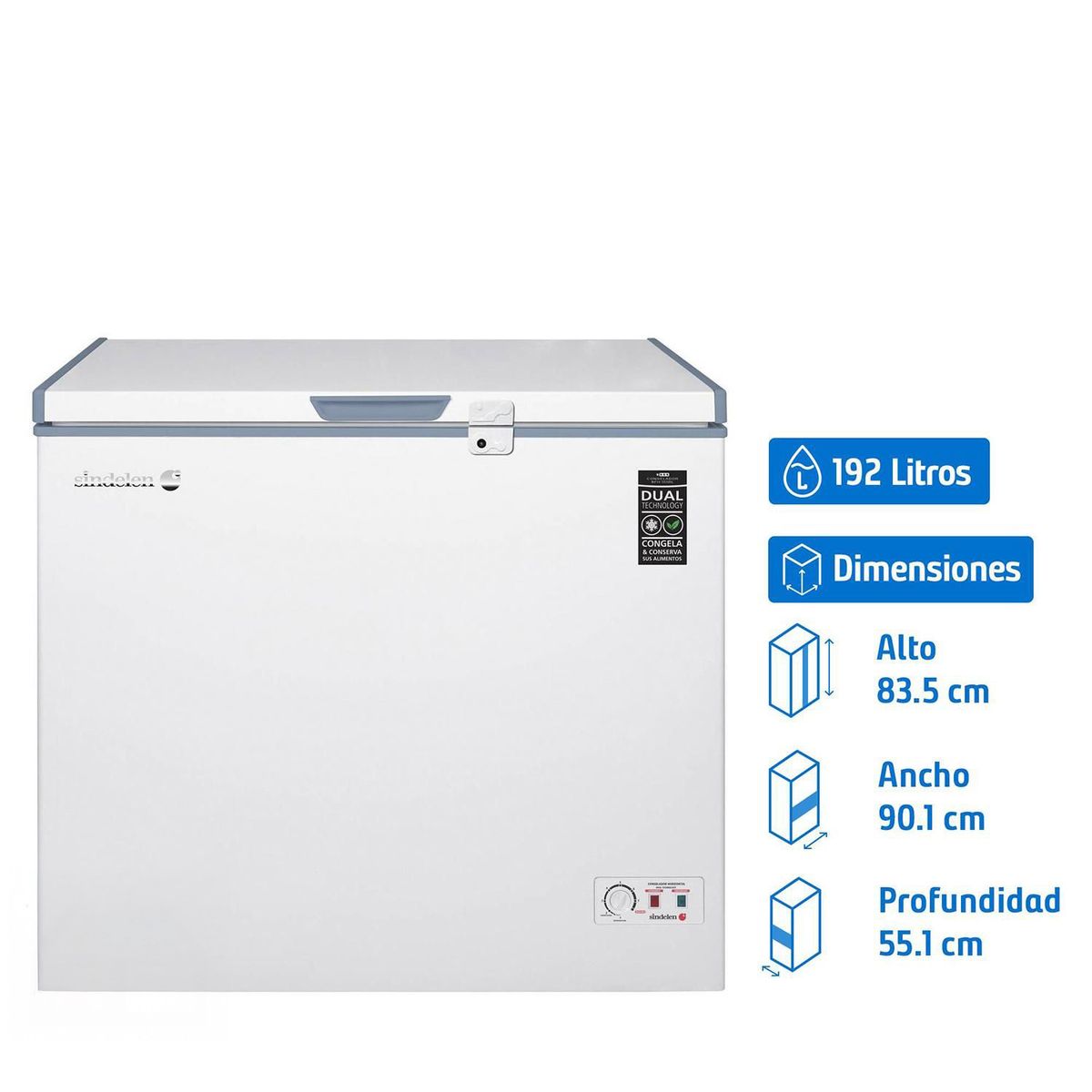 SINDELEN - Freezer Horizontal 192 Litros Blanco SFH-201BL