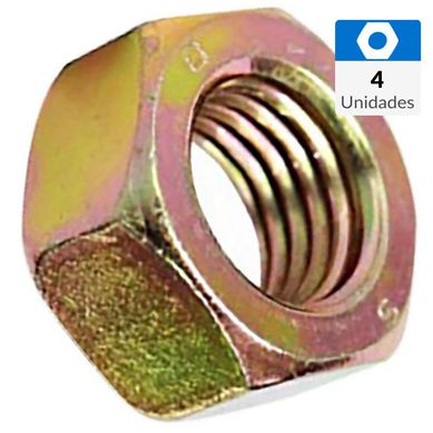 Tuerca hexagonal g2.unc 1/4 zincado amarillo 4unid