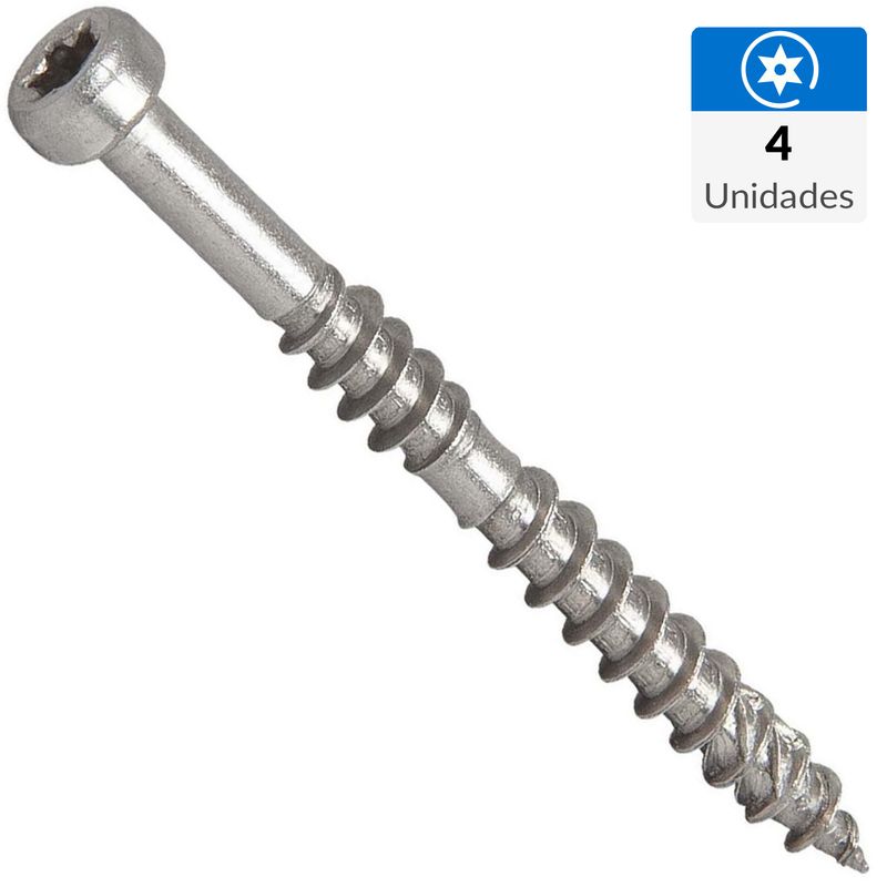 MAMUT - Tornillo Tirafondo Cabeza Torx Madera 70 mm 8 mm 4 Unidades