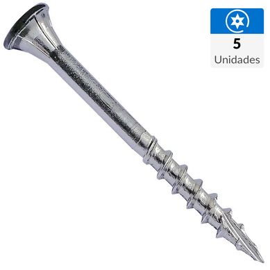 Tornillo fachada c/pl.inx 4.4(blanco)x45mm 5unid